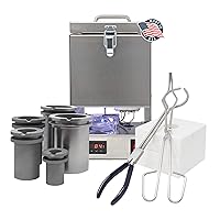 Tabletop Deluxe QuikMelt Top-Loading 10 oz 1, 2, 3, 4 KG Electric Furnace Crucibles Tongs Flanges Metal Jewelry Casting Melting Kiln Made in The U.S.A.