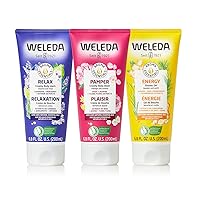 Weleda Aroma Essentials Body Wash Collection, 6.8 Fluid Ounce (Pack of 3), Energy Shower Gel, Pamper and Relax Body Wash, Gentle Plant Rich Cleanser