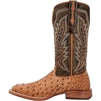 Durango Mens Prca Collection Full-Quill Ostrich Embroidery Square Toe Dress Boots Mid Calf - Beige, Brown, Brown