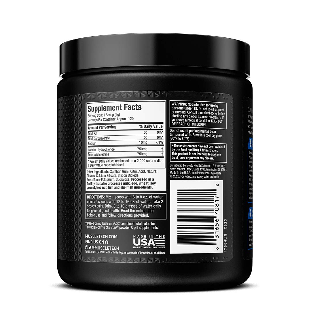 MuscleTech Cell-Tech Creactor Creatine HCl Powder | Post Workout Muscle Builder for Men & Women | Creatine Hydrochloride + Free-Acid | Unflavored (120 Servings)