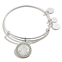 Alex and Ani Collaborations Expandable Bangle for Women, United States Armed Forces Charm, Shiny Finish, 2 to 3.5 in