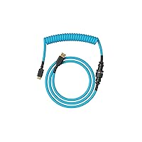 Glorious Coiled Keyboard Cable – Coiled USB C Cable Artisan Braided Cables for Mechanical Gaming Keyboard Coiled Cable - Custom Keyboard Cable (Electric Blue)