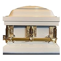 Beautiful White/Blue Casket with Gold Hardware