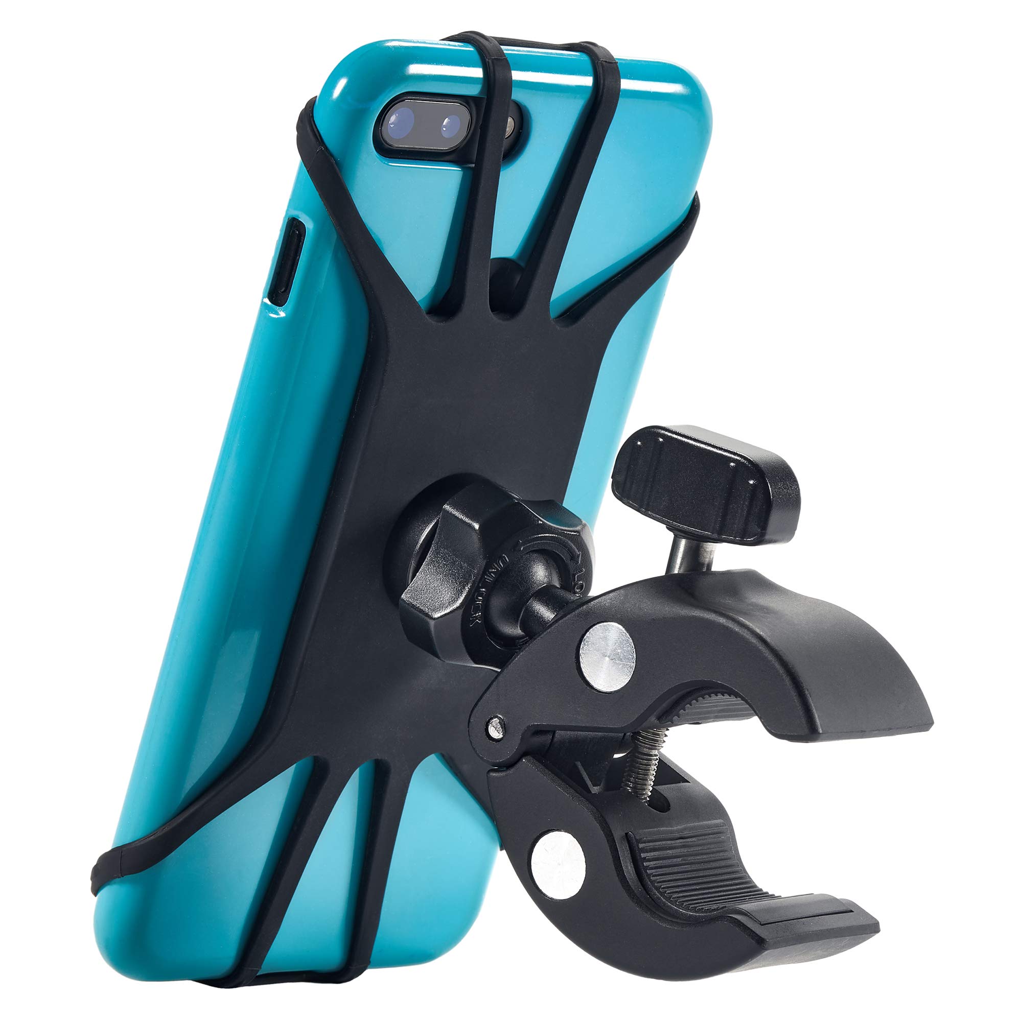 Upgraded 2023 Bicycle & Motorcycle Phone Mount - The Most Secure & Reliable Bike Phone Holder for iPhone, Samsung or Any Smartphone. Stress-Resistant & Highly Adjustable. x10 to Safeness & Comfort