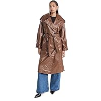 Women's Isa Crinkle Faux Leather Trench Coat