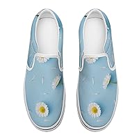 Spring and Summer Chamomile Flowers Women's Slip on Canvas Non Slip Shoes for Women Skate Sneakers (Slip-On)