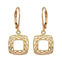 0.25 CTW Natural Polki Diamond Cushion Shape Lever Back Earrings in Vermeil Yellow Gold Over Sterling Silver
