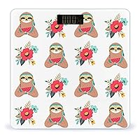 Native American Sloth Digital Bathroom Scale for Body Weight Lighted Large LCD Display Round Corner Home