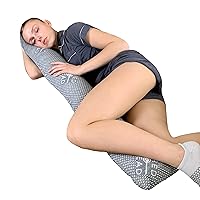 Cylinder Body Pillow, Premium Memory Foam, Cool Charocal Cover, Pregnancy Pillow with Soft, for Side Sleepers, 54x8 Inches, Offers Leg, Back and Neck Support