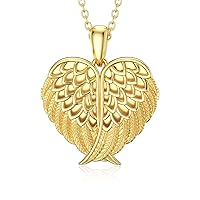 SOULMEET Angel Wing Heart Locket Necklace That Holds Picture Photo Locket Pendant You Are My Angel Sterling Silver/Gold