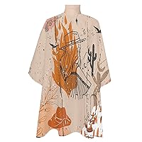 Cowboy Western Barber Cape - Salon Hair Cutting Cape for Women,Men,Kids,Adults,Country Rustic Boho Plant Leaves Haircut Cape with Adjustable Elastic Neckline Hairdressing Stylist Cape Gown Accessories