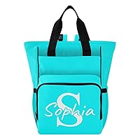 Custom Bright Blue Diaper Bag Backpack Maternity Diaper Bag Personalized Tote Shoulder Nappy Bag with Stroller Straps for Boys Girls Baby Registry Search