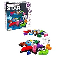 The Genius Star - Toy of The Year Award Winning Family Board Game. 165,888 Possible Puzzles by Filling in Colored Shapes with Blockers to Complete A Star! Golden Star Twist!