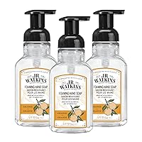 J.R. Watkins Foaming Hand Soap Pump with Dispenser, Moisturizing All Natural Hand Soap Foam, Alcohol-Free, Cruelty-Free, USA Made, Use as Kitchen or Bathroom Soap, Orange, 9 fl oz, 3 Pack