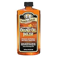 PARKER & BAILEY ORANGE OIL POLISH - Natural Orange Scented Wood Cleaner & Furniture Polish, Cleans, Renews, Restores & Rejuvenates Wood Surfaces, Protects from Drying or Cracking, Shiny Finish, 16oz