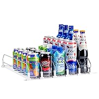 Soda Can Dispenser for Refrigerator, Baraiser Drink Organizer for Fridge Pusher Glide, Self-Pushing Beverage Organizer for Fridge, Width Adjustable Fridge Beverage Dispenser(5 Rows, White)