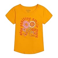 Lucky Brand Girls' Short Graphic T-Shirt, Cotton Tee with Flutter Sleeves & Tie Dye Design