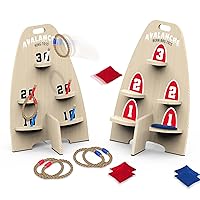 EastPoint Sports 2-in-1 Avalanche Toss and Ring Toss Game - Wooden Outdoor Game - Includes 6 Bean Bags & 6 Rings
