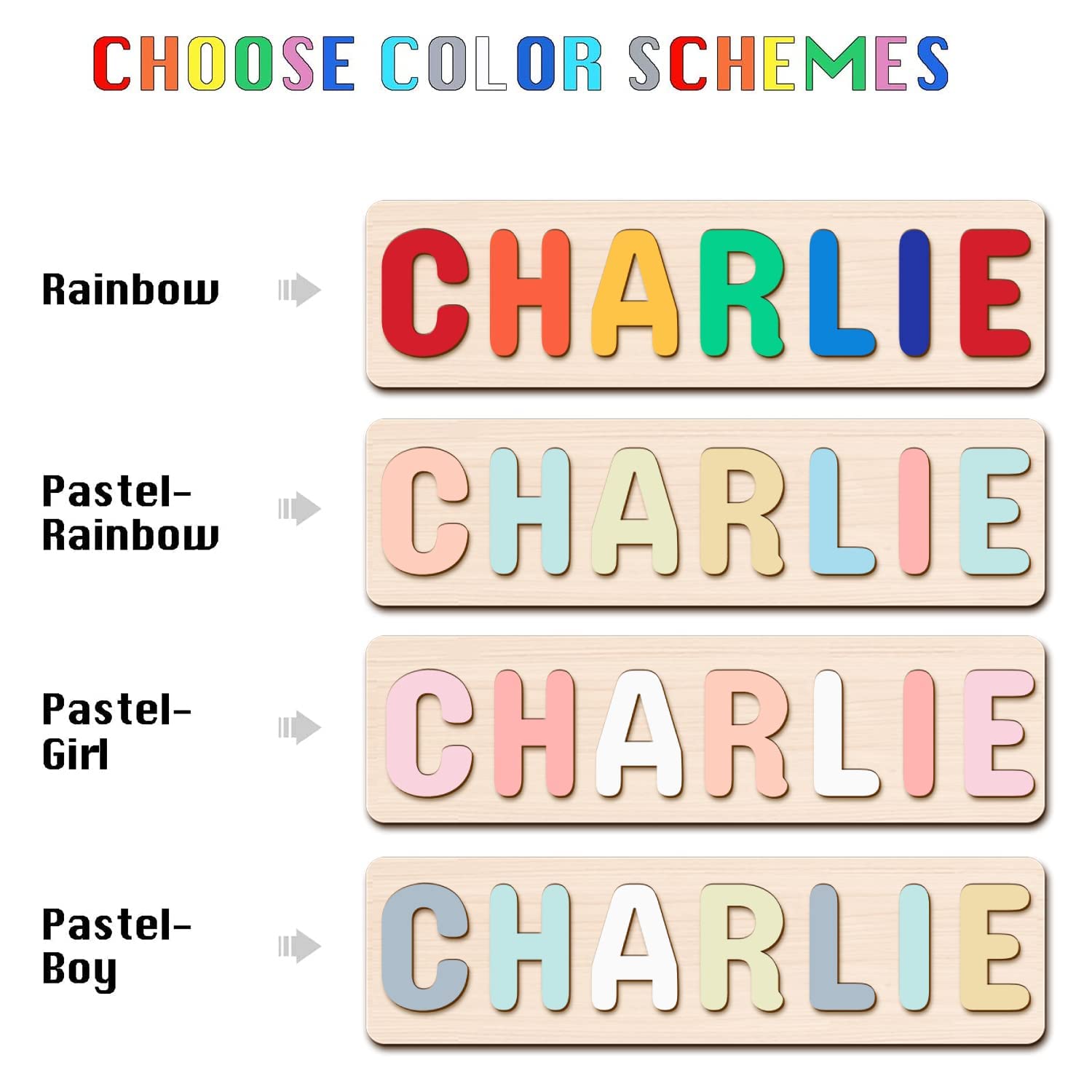 Aumuko Name Puzzle for Kids Personalized, Custom Baby Gifts with Engraved Text Greetings on Back, Baby 1st Birthday Gifts for Girl and Boy, Wooden Puzzles for Toddlers 1-3, Toddlers Montessori Toys