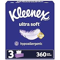 Ultra Soft Facial Tissues, 3 Flat Boxes, 120 Tissues per Box, 3-Ply (360 Total Tissues), Packaging May Vary