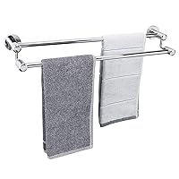 TocTen Double Bath Towel Bar - Thicken SUS304 Stainless Steel Towel Rack for Bathroom, Bathroom Accessories Double Towel Rod Heavy Duty Wall Mounted Towel Holder (Chrome, 24)