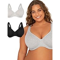 Fit For Me By Fruit of the Loom Women's Plus Size Cotton Unlined Underwire Bra-Pinch-Free Straps - Side and Back Smoothing