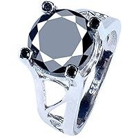 6.58 ct Opaque Round Cut Moissanite Solitaire Engagement & Wedding Ring Black Color Size 8