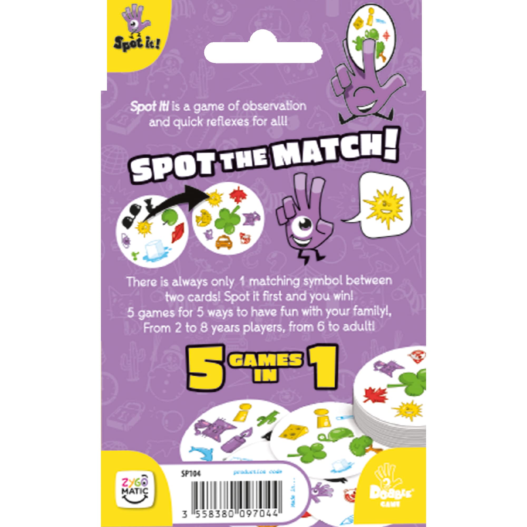 Zygomatic Spot It! Classic Card Game (Pocket Edition) | Matching Game | Fun Kids Game for Family Game Night | Travel Game | Great Kids Gift | Ages 6+ | 2-8 Players | Avg. Playtime 15 Mins | Made