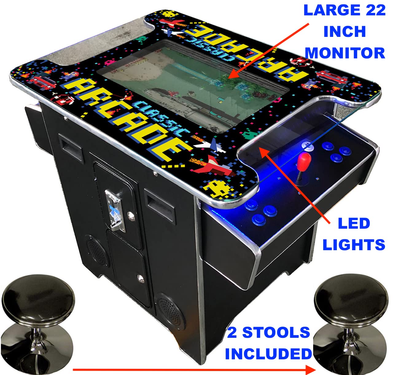Top Us Video Arcades Full Size Commercial Grade Cocktail Arcade Machine 2 Player Retro 60 Games 22