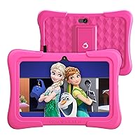 Kids Tablets with 32GB Storage, 2GB RAM, 7 inch IPS HD Display, Android 12, Quad Core Processor, Kidoz Pre Installed with Kid-Proof Case, Wi-Fi only - Pink