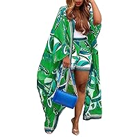 Two Piece Vacation Outfits for Women Sexy Beach Cover Up Long Sleeve Open Front Cardigan Shorts