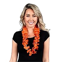 Orange Sating Hawaiian Flower Lei Necklace