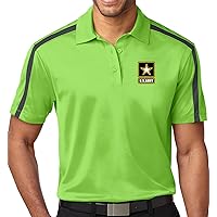 Men's Army Logo Emblem Military-Themed Colorblock Polo Shirt