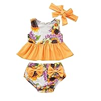 Girly Bikini Girls Bowknot Flower Printed Ruffles Two Piece Swimwear Swimsuit Bikini with Young Girl Swimming Suit Roses