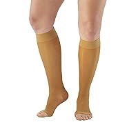 Ames Walker AW Style 41 Sheer Support 15-20 mmHg Moderate Compression Open Toe Knee High Stockings Beige Medium