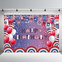MEHOFOND Independence Day Backdrop Stars and Stripes Balloons 4th of July Patriotic Veterans Memorial National Day Photography Background Banner Photo Booth Props 7x5ft