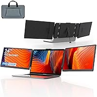 Triple Portable Monitor for Laptop 14”,Triple Screen Laptop Monitor 1080P FHD IPS with Type-C/HDMI/USB-A, Plug-Play Laptop Monitor Screen Extender for 13-16