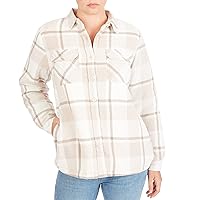 Women's Butter-Sherpa Lined Flannel Plaid Shirt-Jacket W/Pockets