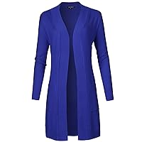 Women's Solid Soft Stretch Long-line Long Sleeve Open Front Knit Cardigan