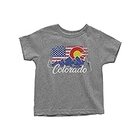 Threadrock Kids Colorado Mountains American Flag Toddler T-Shirt