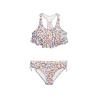 Hobie Girls' Flounce Bralette and Side Tie Hipster Bottom Swimsuit Set