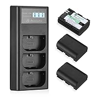 Powerextra LP-E6 LP E6N Rechargeable Battery Compatible with Canon 5D Mark II III IV 5DS 5DS R 6D 60D 6D Mark II 7D 7D Mark II70D 80D - 3 Pack Batteries and 3 Channel Charger LCD Display