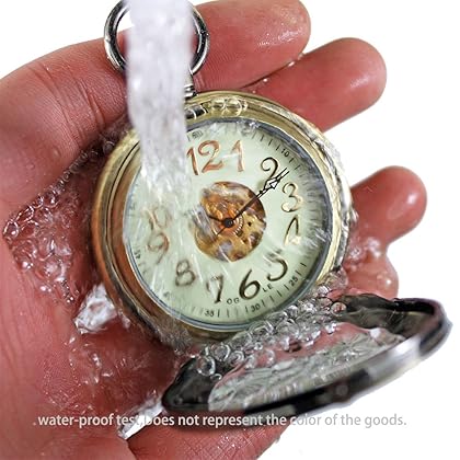 OGLE Waterproof Magnifier Skeleton Chain Silver Luminous Fob Self Winding Automatic Mechanical Pocket Watch