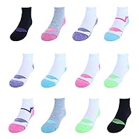 Girls' Cool Comfort Ankle, 12-Pair Pack Fashion Liner Socks