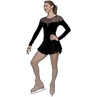 DLV04 - Velvet Double Layer Mesh Skirt Figure Skating Dress DLV04 Black