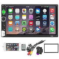 Car Stereo Double Din Bluetooth Car Radio 7 Inch MP5 Player HD Touch Screen FM Radio Audio Receiver AUX in USB TF Card Input UNITOPSCI Multimedia Player Mirror Link with Backup Camera