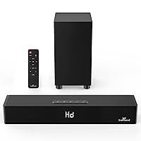 Soundbar with Subwoofer, 2.1 Sound Bar for TV, PC, Gaming, Surround Sound System TV Speaker with Bluetooth/HDMI ARC/Optical/AUX/USB