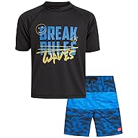 Boys' Rash Guard Set - 2 Piece UPF 50+ Sun Protection Swim Shirt and Bathing Suit (4-14)