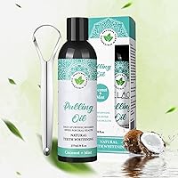 8 fl oz Coconut Oil Pulling, 1/2/3Pack Coconut Oil Pulling with Tongue Scraper, Coconut Mint Mouthwash, Helps with Fresh Breath Teeth & Gum Health & More (1pcs)
