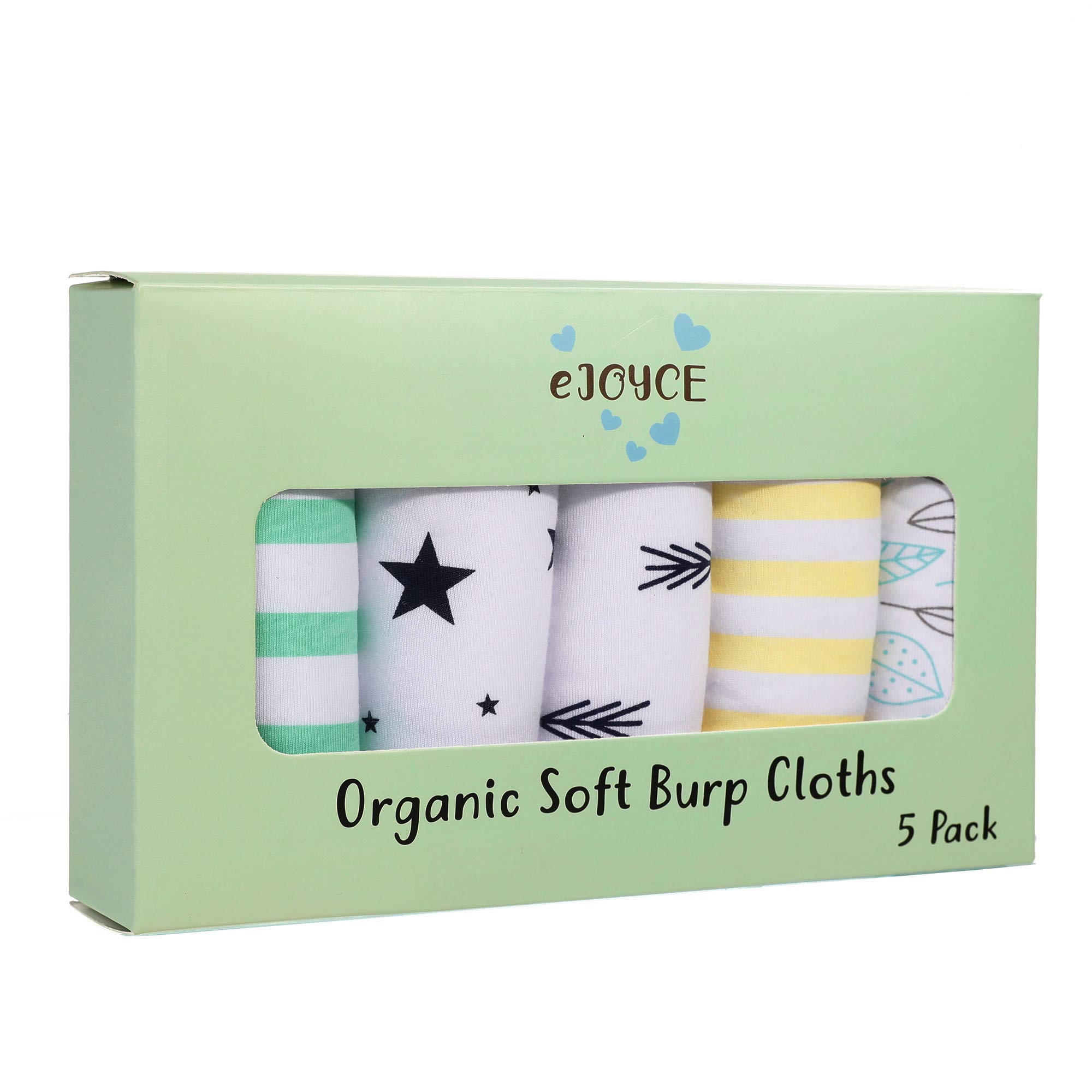 eJoyce Baby Girls and Boys Organic Baby Burp Absorbent Cloths Set of 5, EJ-2002